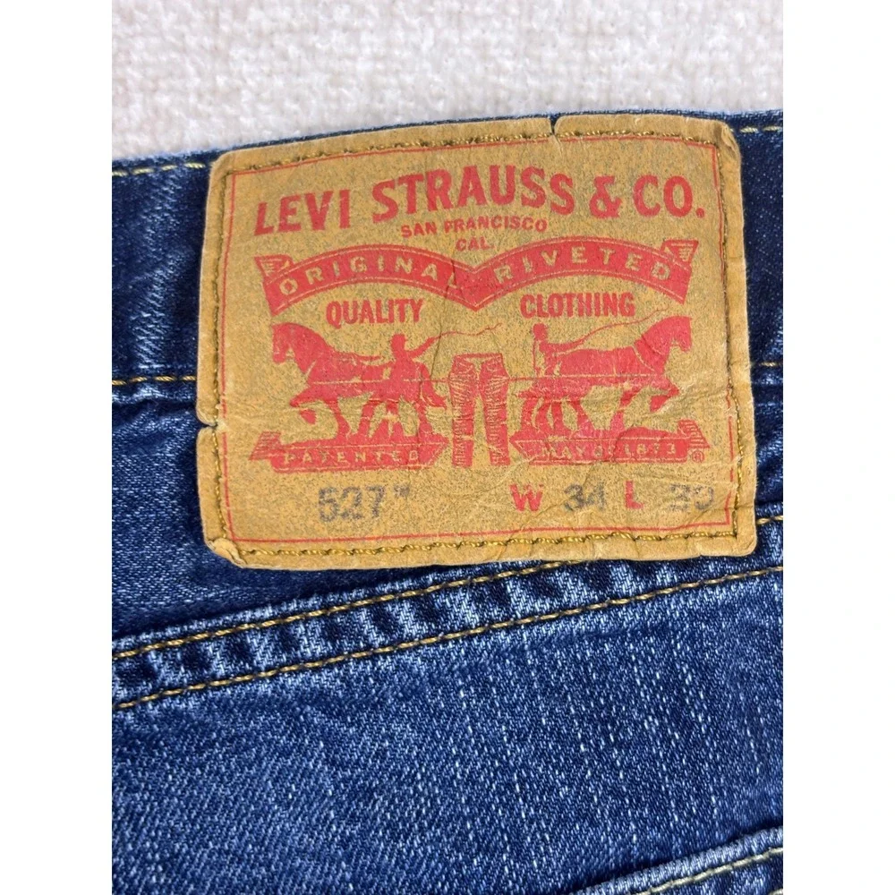 Levis 527 Slim Bootcut Jeans Mens 34x30 Blue Denim Medium Wash 05527-0489